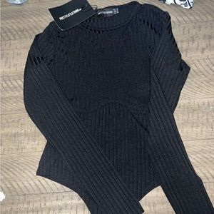 pretty little thing , black bodysuit, size 2